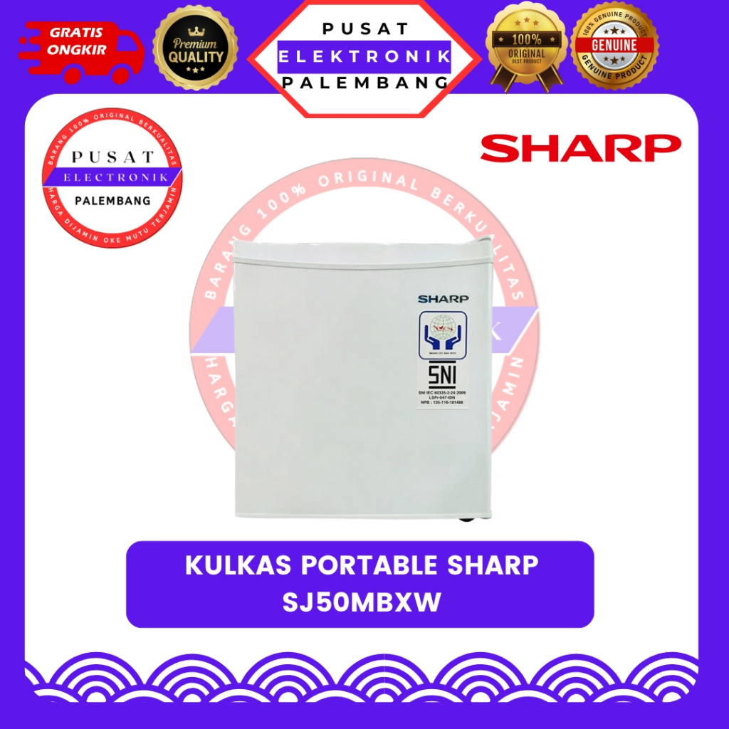 SHARP Mini Bar Kulkas Portable SJ-50MB-XW / Kulkas Mini Portable Anak Kost Sharp