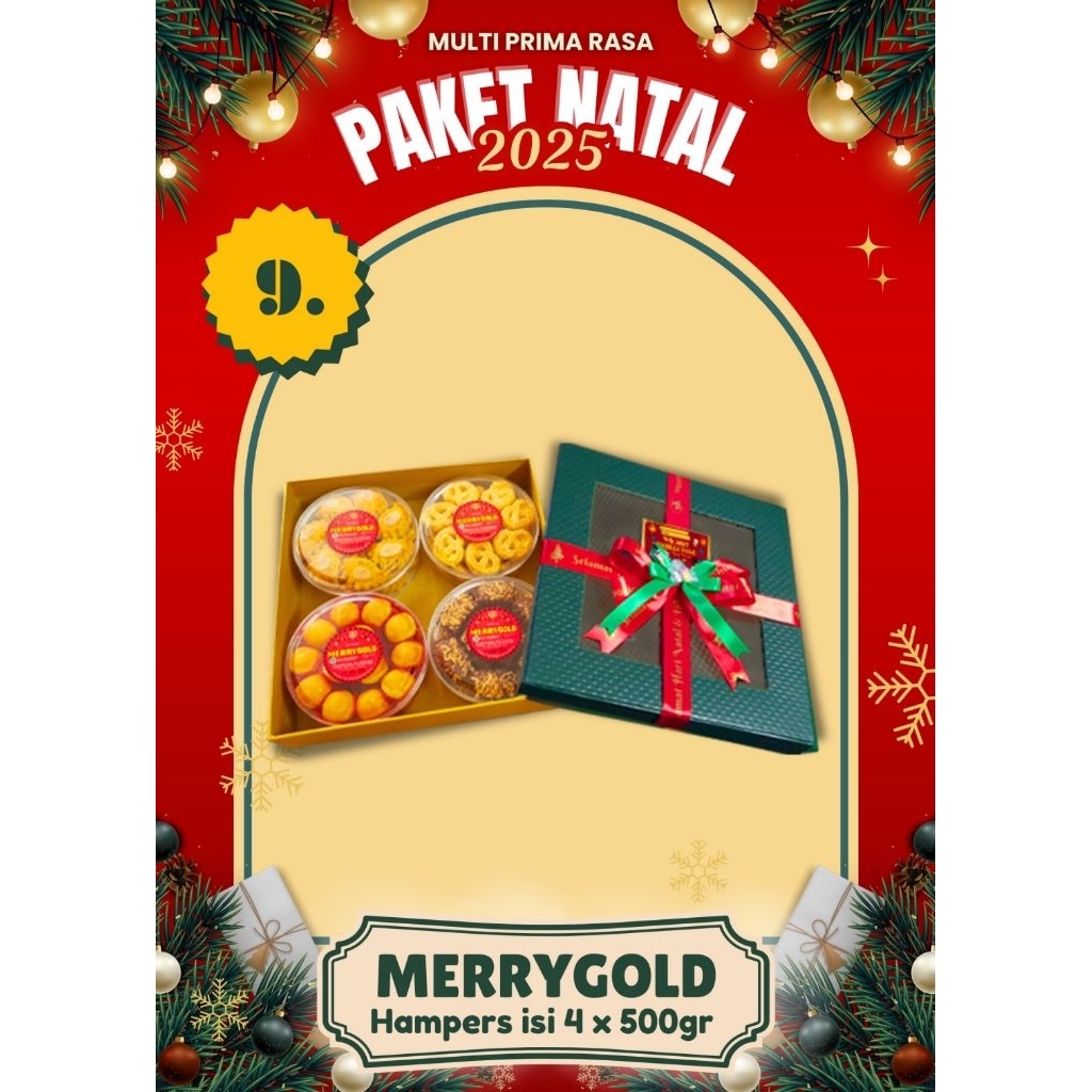 

Hampers Natal Isi 4x250gr Merrygold Cookies Kue Kering
