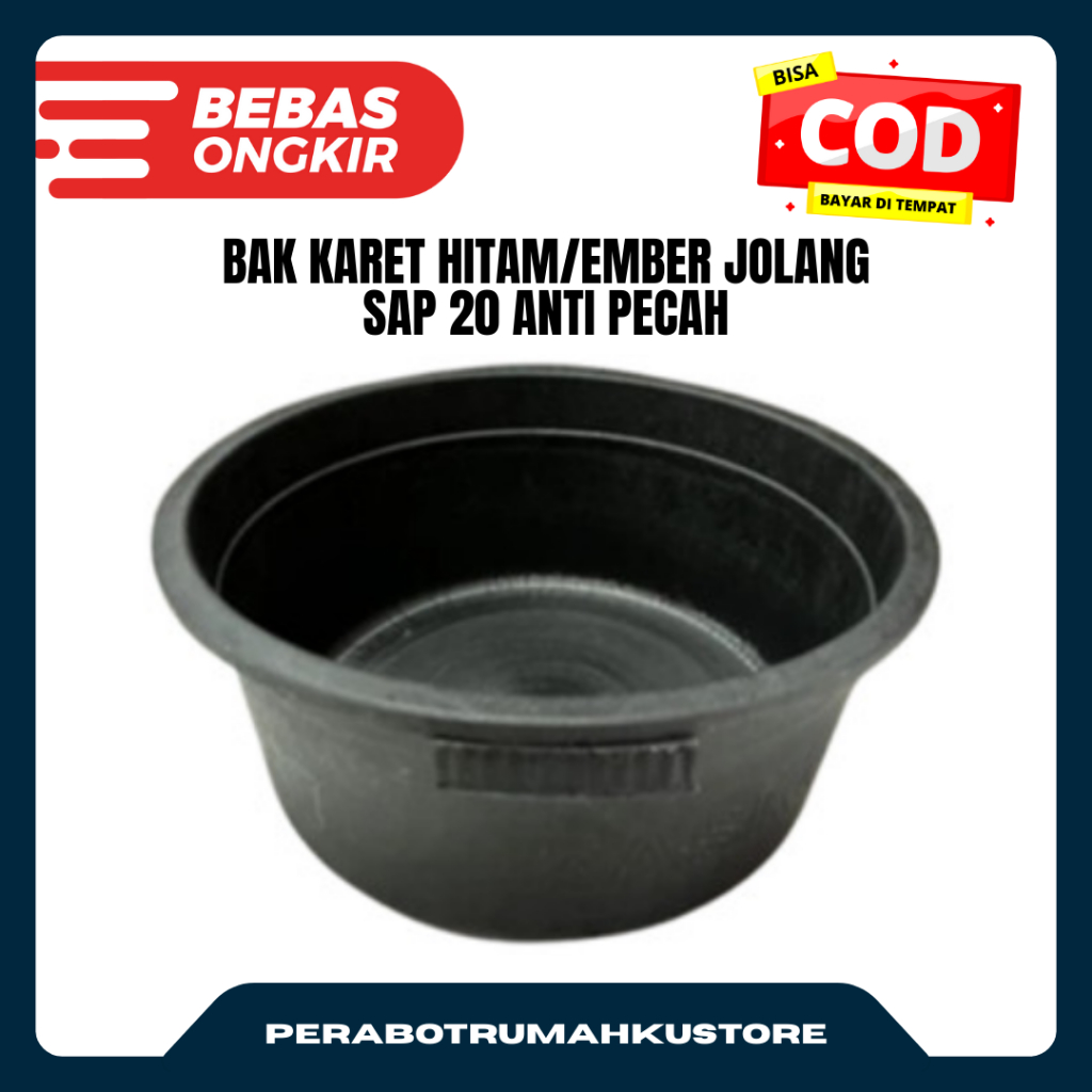 Bak Karet SAP Hitam Tebal/Ember Jolang Cuci Anti Pecah SAP 20