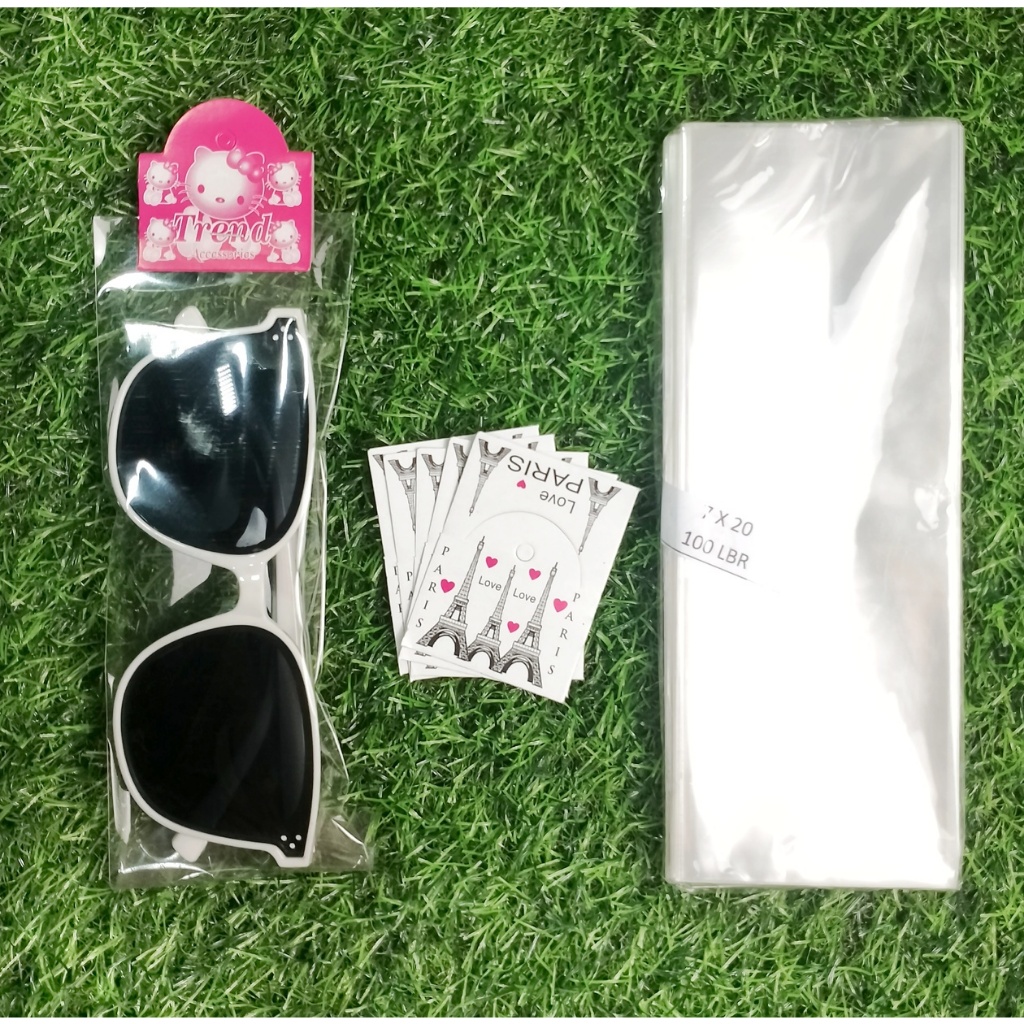 100 set Plastik dan Kertas Label Aksesoris Kaca Mata Kemasan Plastik Aksesoris