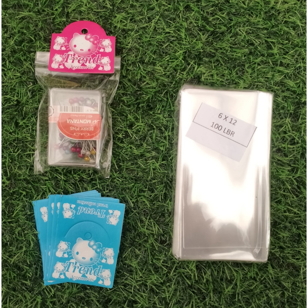 100 set Plastik dan Kertas Label Aksesoris Jarum Pentul Kemasan Plastik Aksesoris