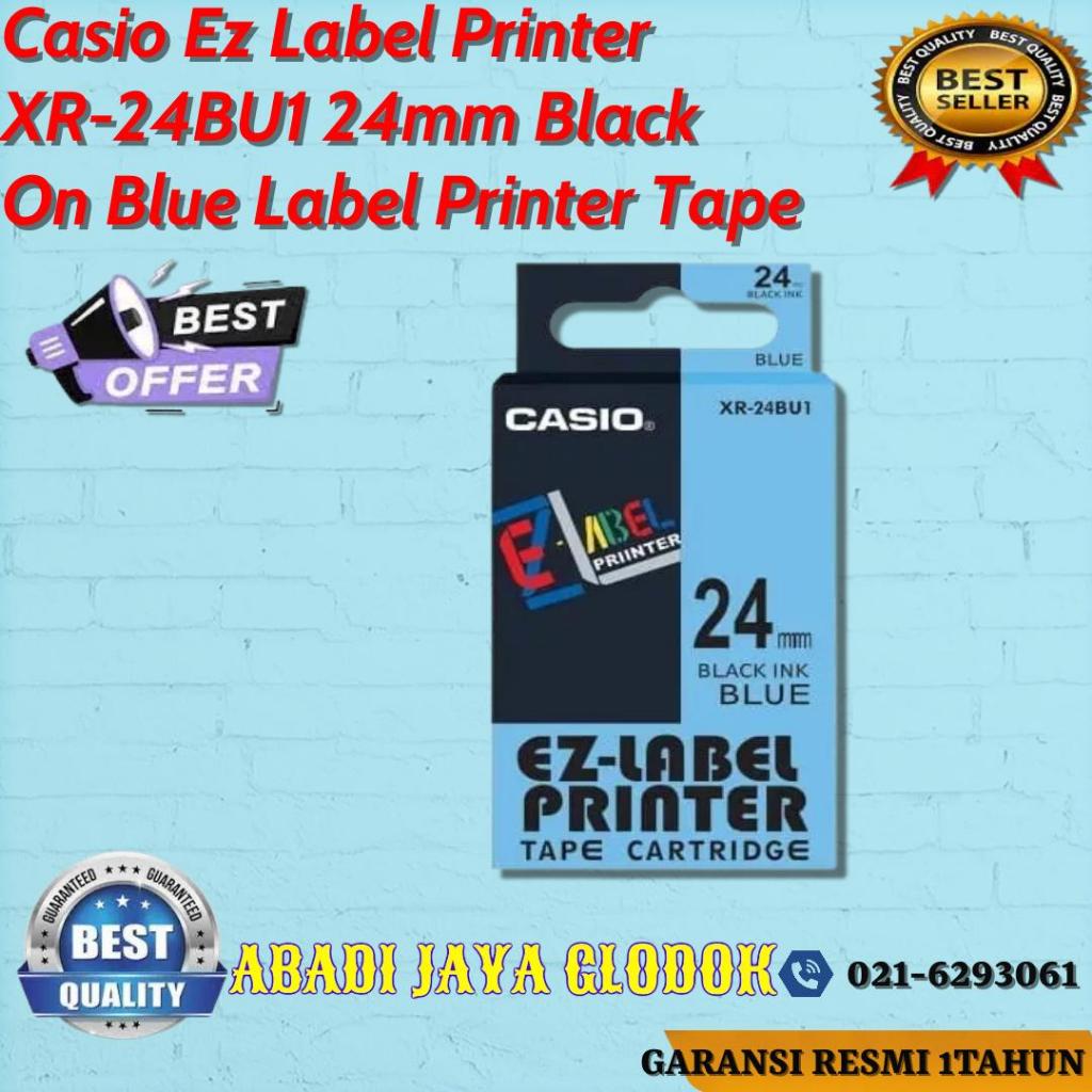 

Casio Ez Label Printer XR-24BU1 24mm Black On Blue Label Printer Tape