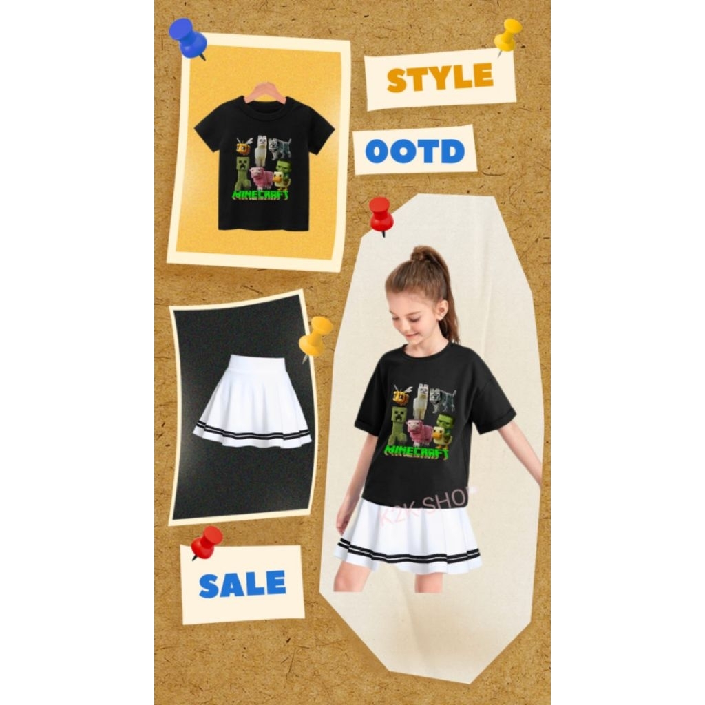Setelan Rok Anak Perempuan/Setelan Anak Rok Pendek Korean Style/MINICRAFT