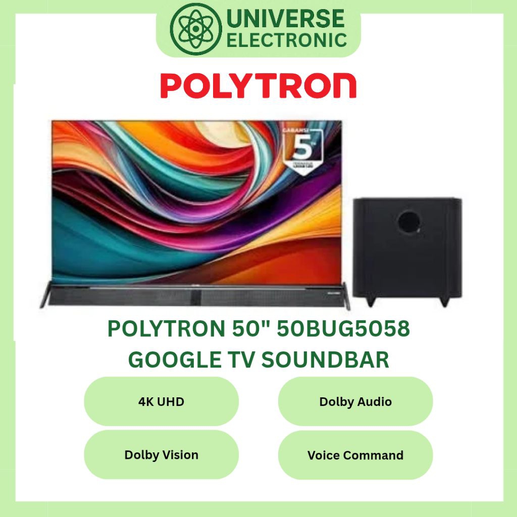 POLYTRON 50BUG5058 4K GOOGLE TV SOUNDBAR 50 Inch