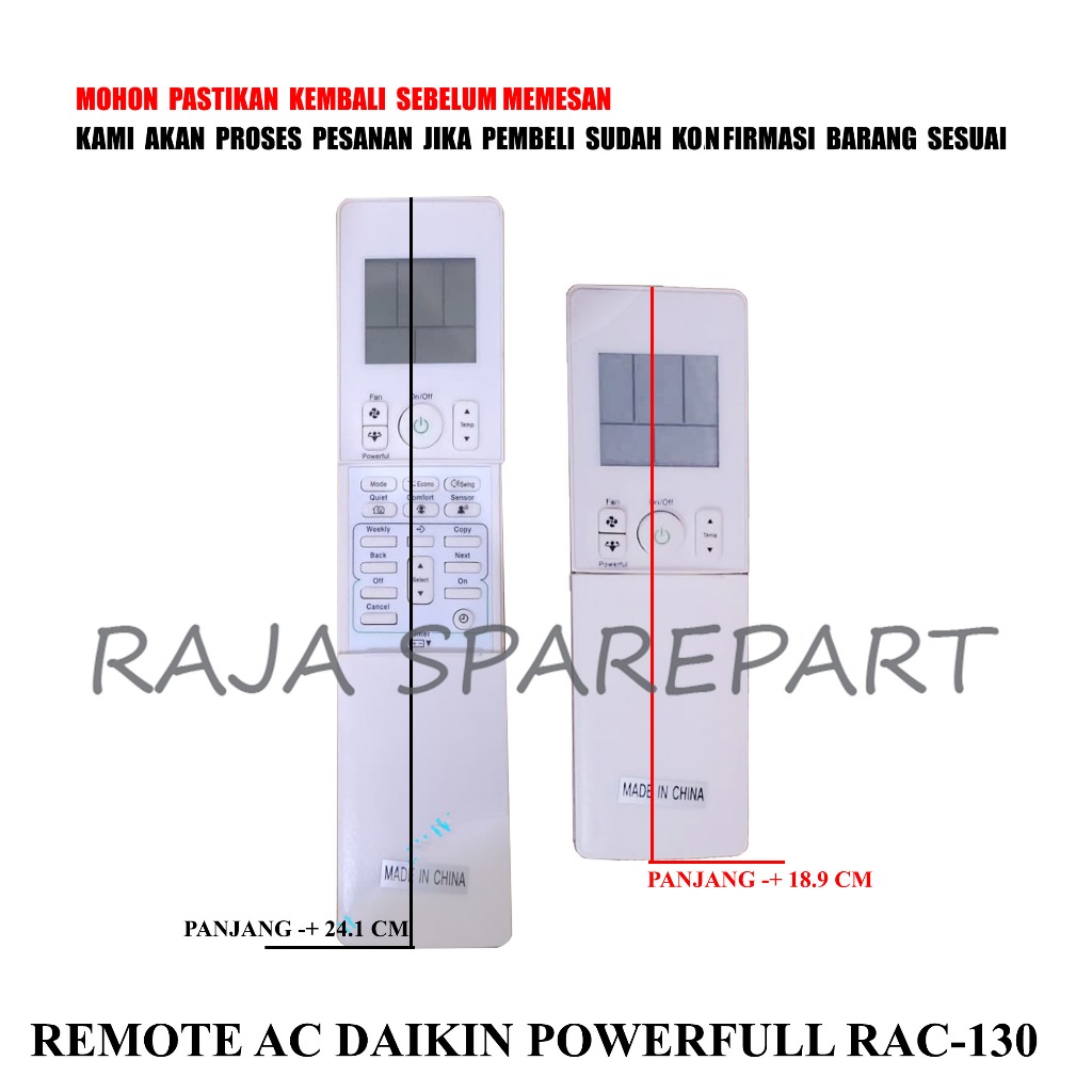 RAC-130 REMOT UNTUK AC / REMOTE AC DAIKIN POWERFULL