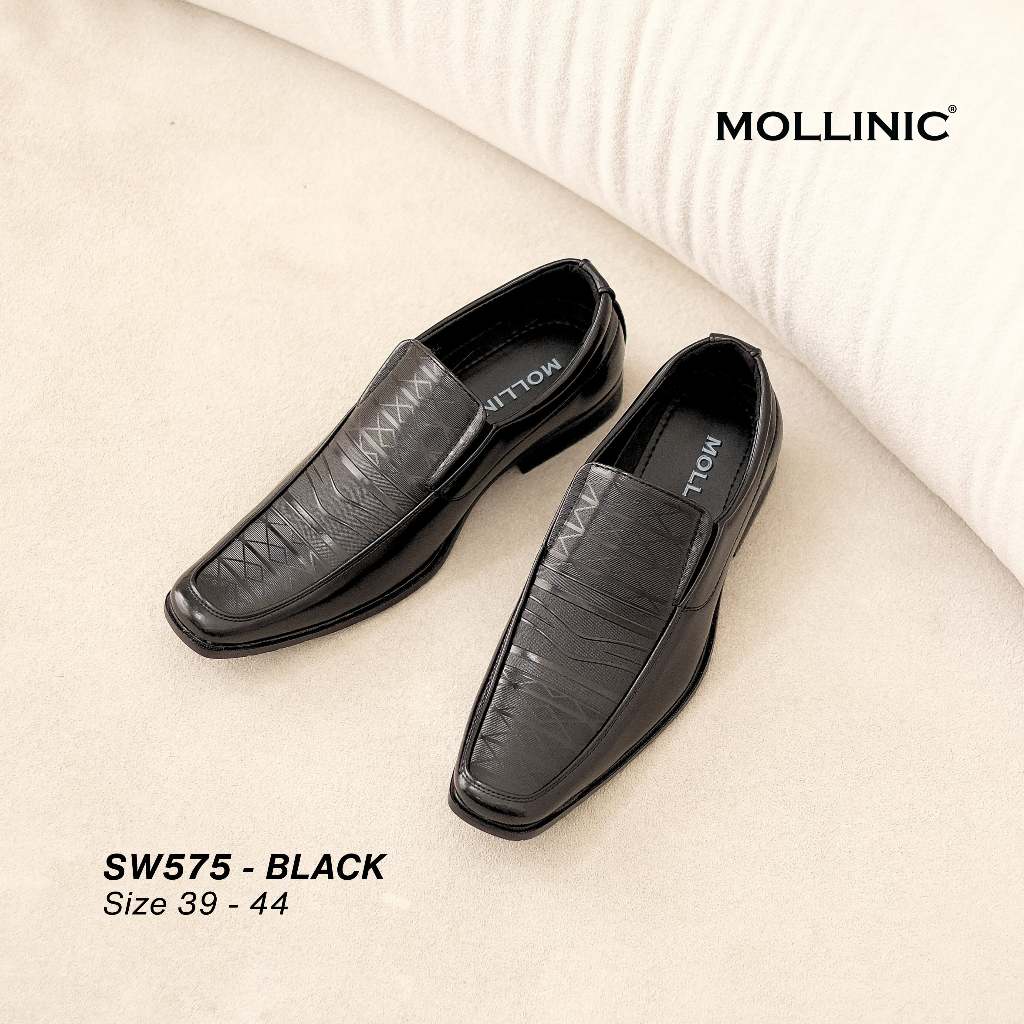 HIGH DEMAND MOLLINIC Wayne Formal Shoes - Sepatu Pantofel Lancip Kulit Casual Slip On Pria Sepatu
