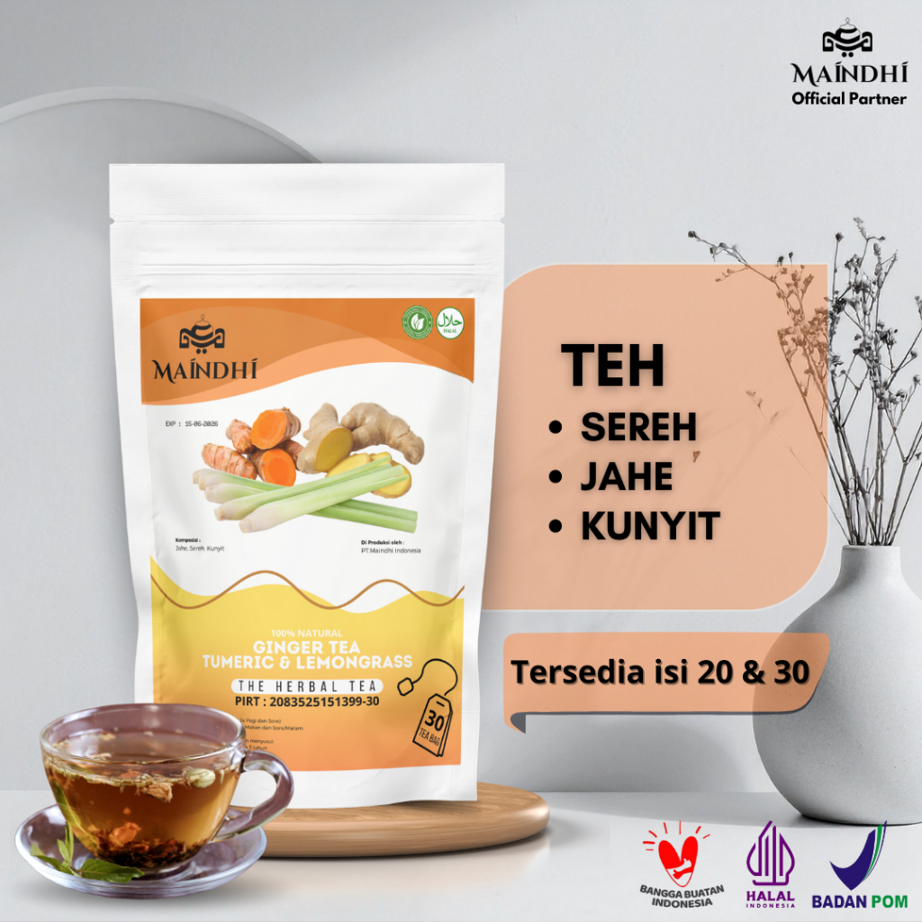 

MAINDHI Teh Sereh, Kunyit dan Jahe Kemasan 30 Tea bag Minuman