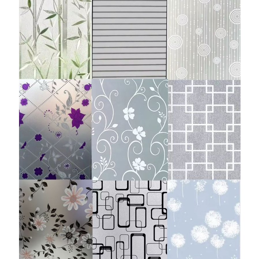 Stiker Kaca Jendela Rumah Kantor Sticker Polos Motif Kotak Sandblast Lebar 90 cm