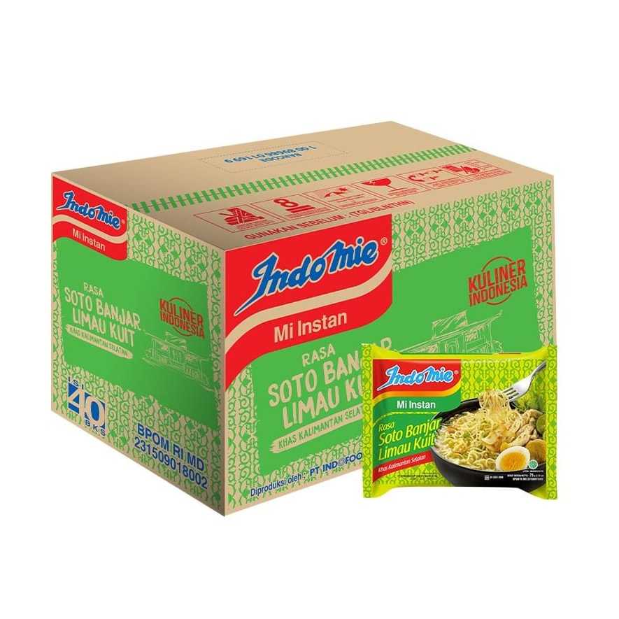 

Indomie Mi Instant Kuah Rasa Soto Banjar Limau Kuit 1 Dus Isi 40 Pcs