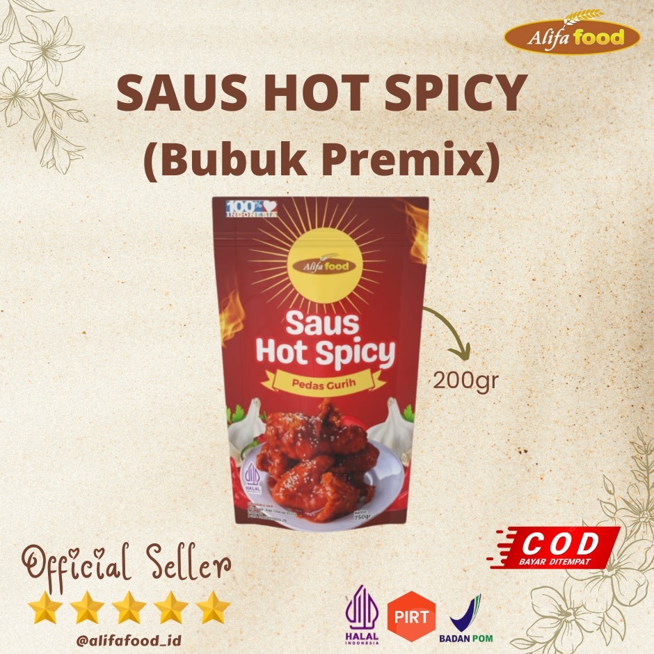 

ALIFA FOOD - Saus HotSpicy Bubuk Instan Premix, Saos Hot Spicy, Saus Pedas, 250gr