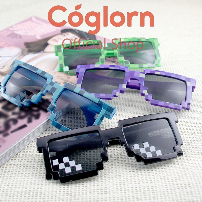 Coglorn Kacamata Mosaik Baru Kacamata Pesta Kacamata Pixel Persegi Panjang Kacamata Persegi