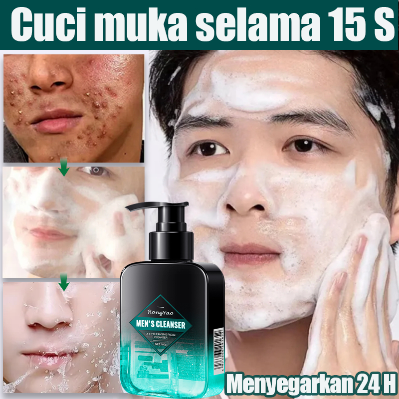 sabun muka pria sabun cuci muka jerawat pembersih wajah Ekstrak alami tumbuhan - Membersihkan pori m