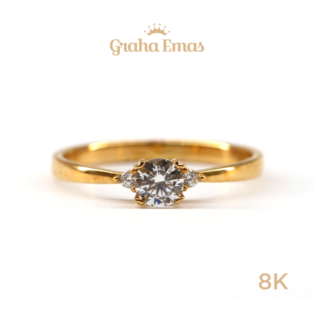 Graha Emas Cincin Emas Kuning Bentuk Solitaire 8K - Yellow Gold Solitaire Model Ring 8 Carat M1442