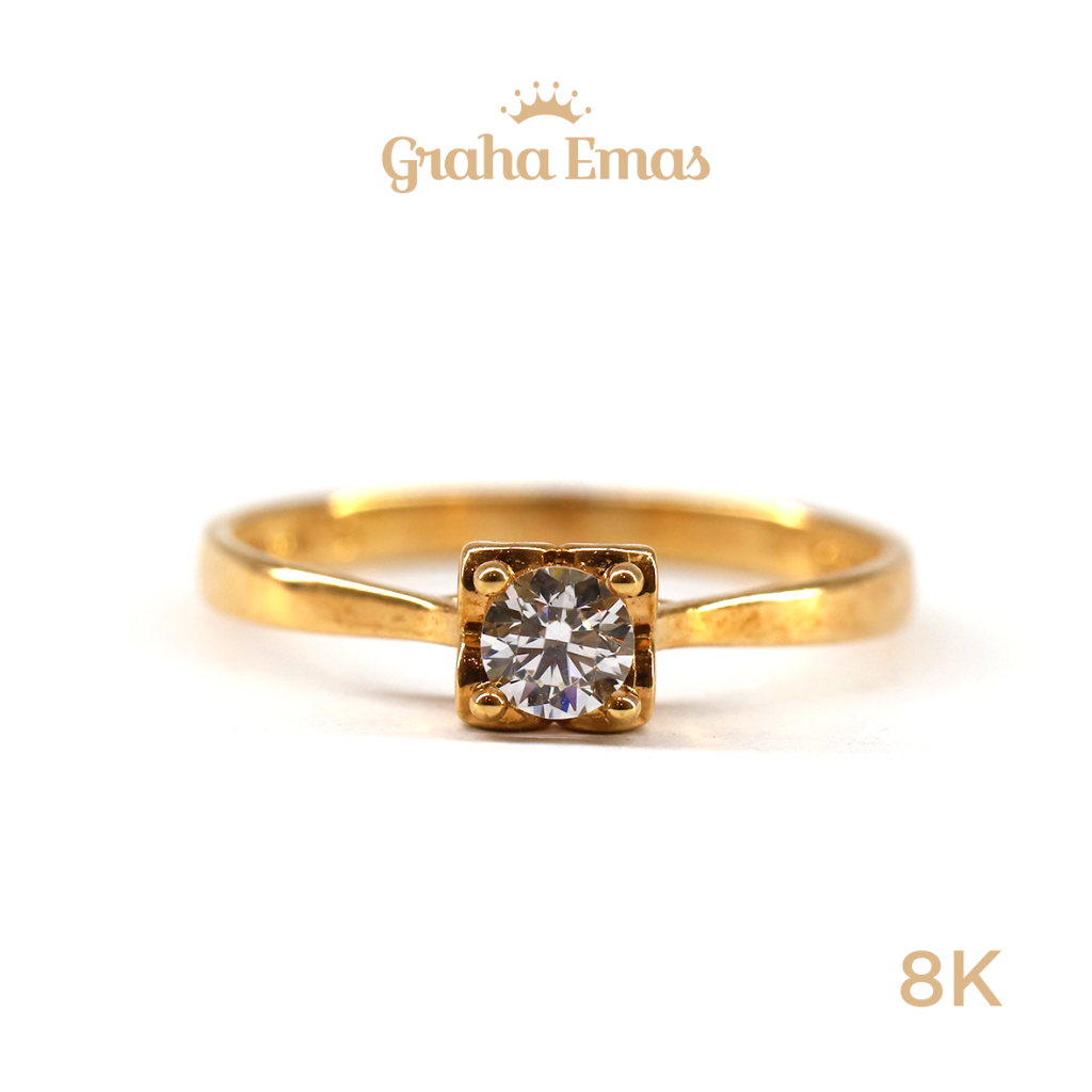 Graha Emas Cincin Emas Kuning Solitaire 8K - Yellow Gold Ring Solitaire Model 8ct [ 0146 ]