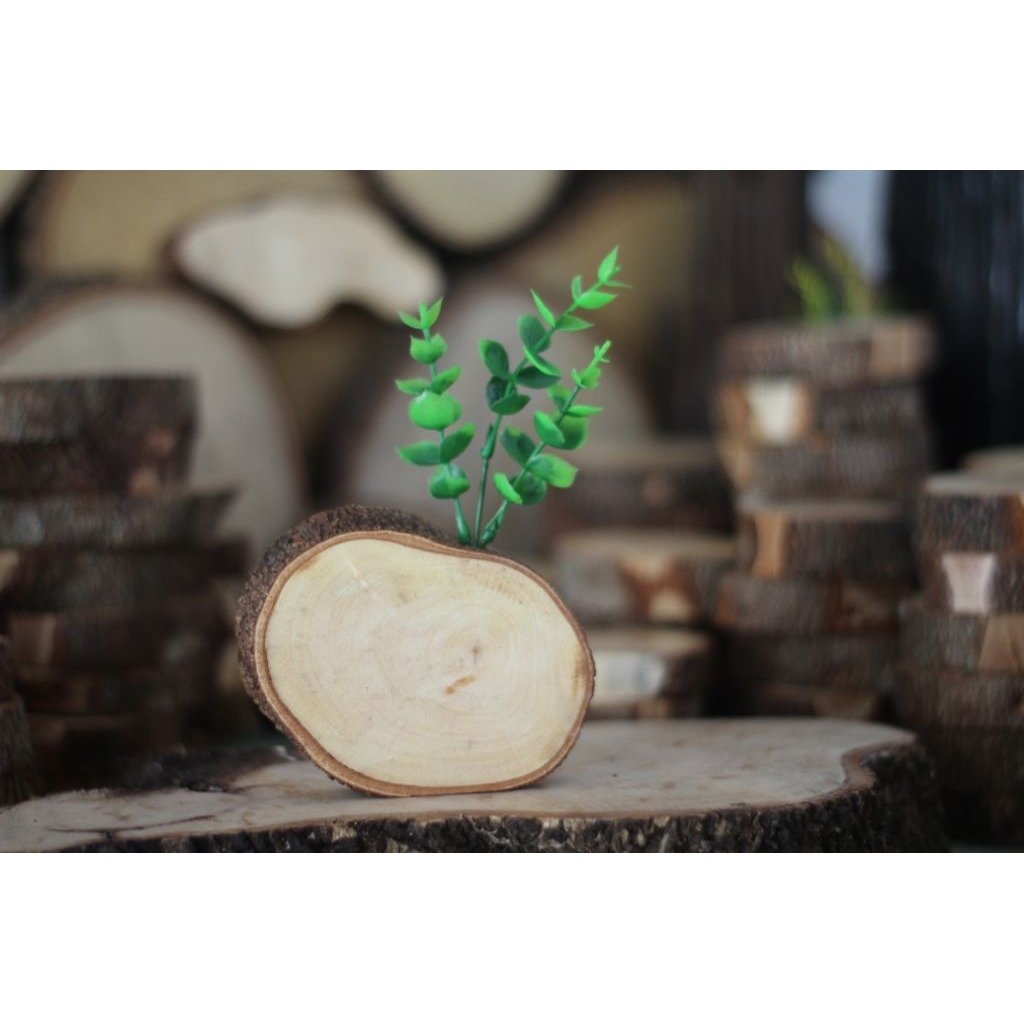 vas pot bunga mini minimalis dari kayu asli hiasan rumah pajangan ruangan