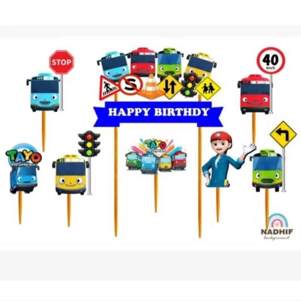 Topper tayo / topper cake / topper happy birthday / topper karakter tayo