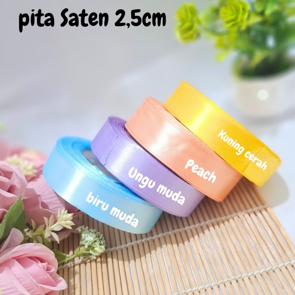 

Pita Saten 2,5cm 1 Roll | Pita Satin | bahan craft | pita hantaran | pita buket