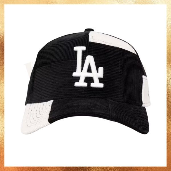 Topi New Era Curduroy LA Dodgers Black White Hat A-Frame 9FORTY Hat Original