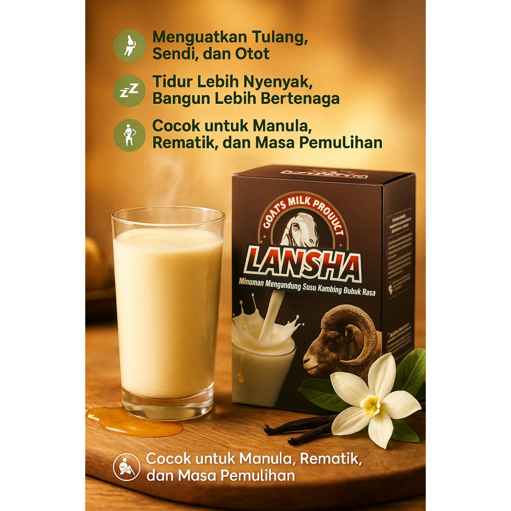 

LANSHA - Minuman Susu Kambing Untuk Para Lansia dan Olahragawan yang Tetap Aktif