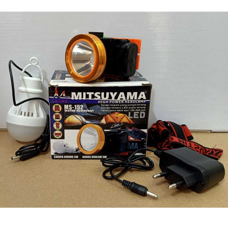 Senter Kepala Cus 5W + Lampu MS 152 Cahaya Kuning Mitsuyama