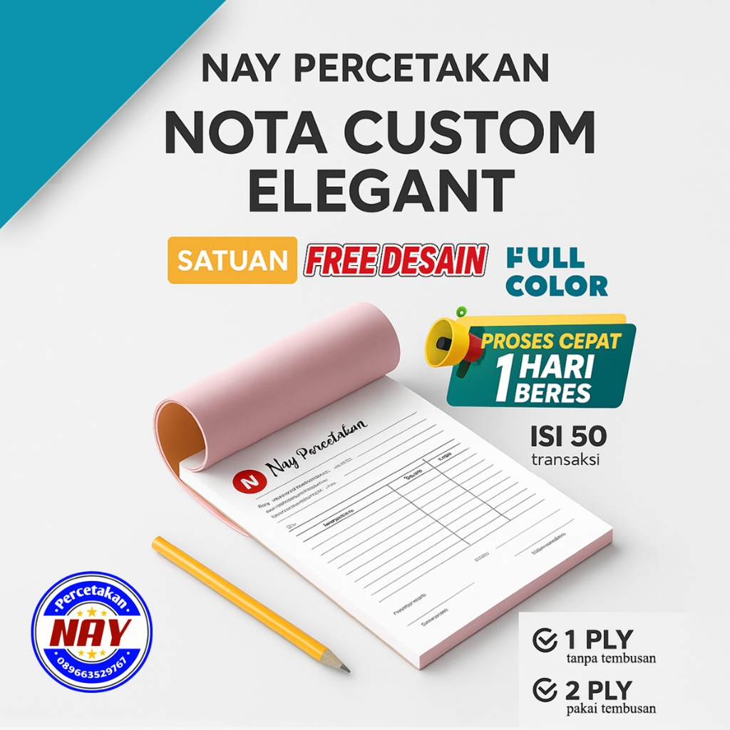 

PROMO cetak nota custom murah 1 ply ukuran sedang 1/4 folio
