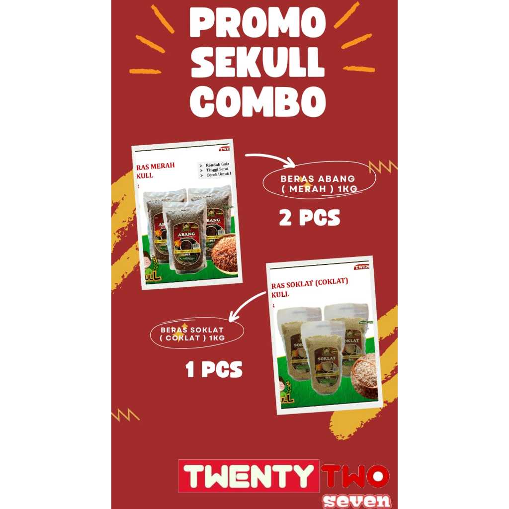 

Promo Combo Hemat Sekull Beras Organik 1 kg ( Beras Abang 2 Pcs , Soklat 1 Pcs )