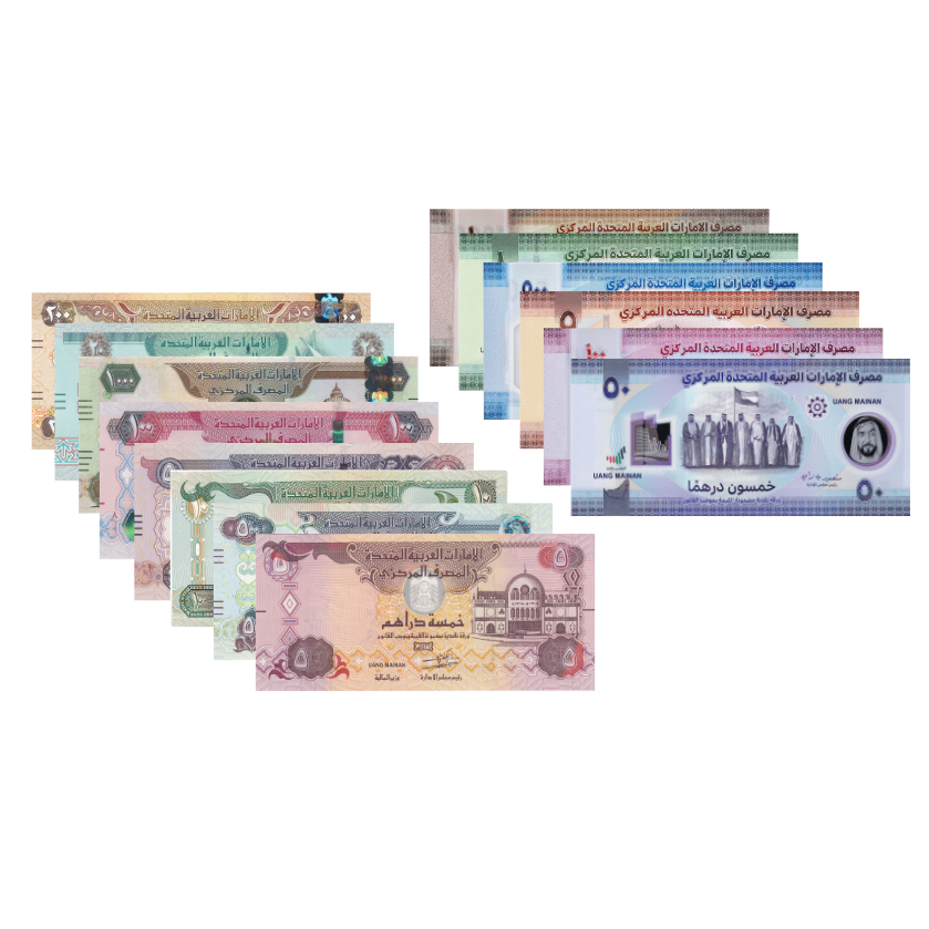GAMBAR 1 SISI Replika / Uang Mainan Dirham UAE - HARGA SATUAN, MIN ORDER 5 PCS, BISA MIX Aksesoris M