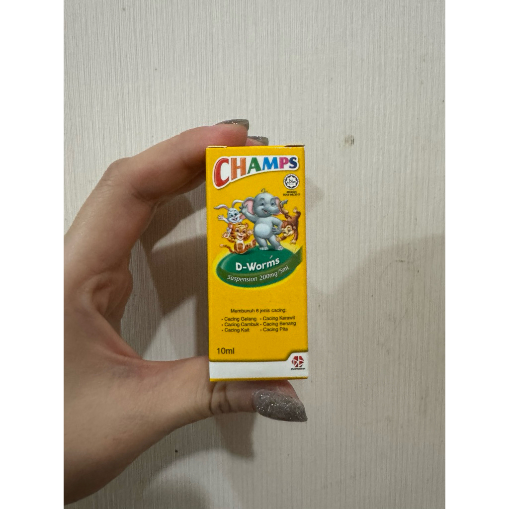 CHAMPS D WORMS SUSPENSION SYRUP 10ML ORI MALAYSIA