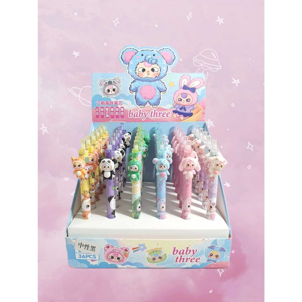 

(6PCS) PULPEN GEL KARAKTER BABY THREE PREMIUM-PEN GEL KARAKTER ISI 6PCS
