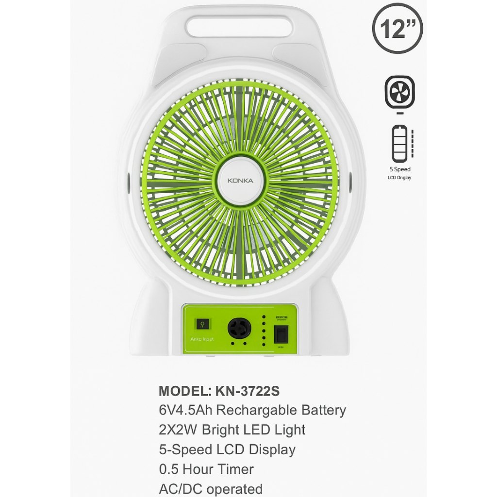 Kipas Angin Portable Rechargeable Hijau KONKA Murah Meriah Pengiriman Cepat