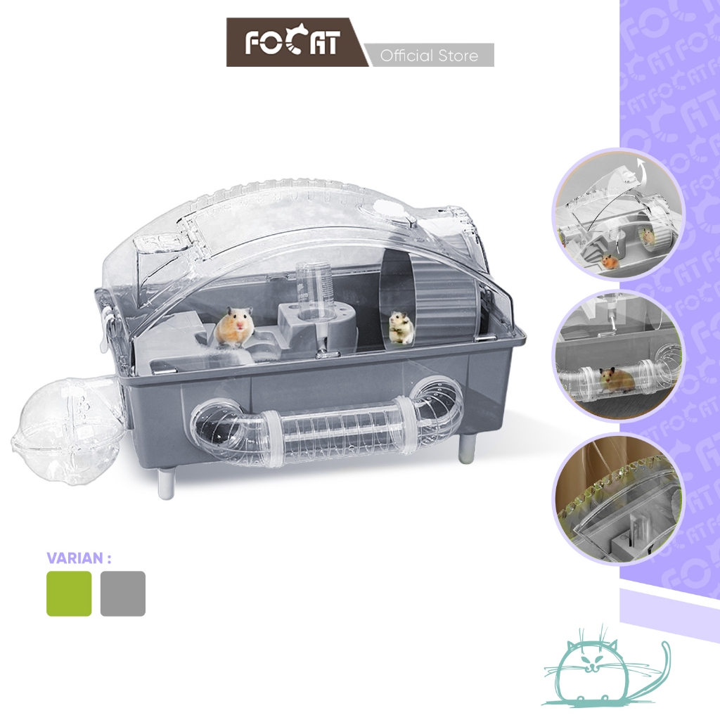 FOCAT Kandang Hamster Transparan Dengan Terowongan F26 Kandang Portable/Hamster Sugar Glider Cage