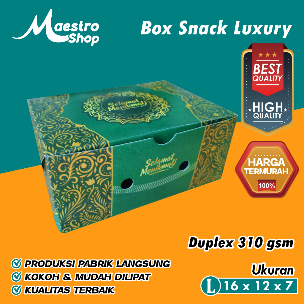 

Dus Box Duplex Snack Motif Luxury | 16x12x7 cm LARGE | Duplex (Tebal)