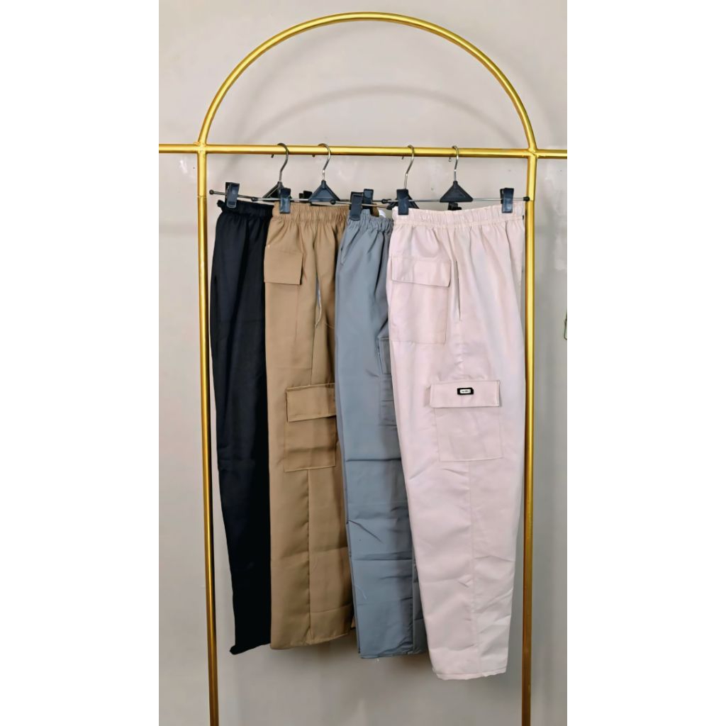 RJ Store ID Celana Panjang  Cargo Pria Original Twill Slimfit Korean Style 28-36  Pinggang karet