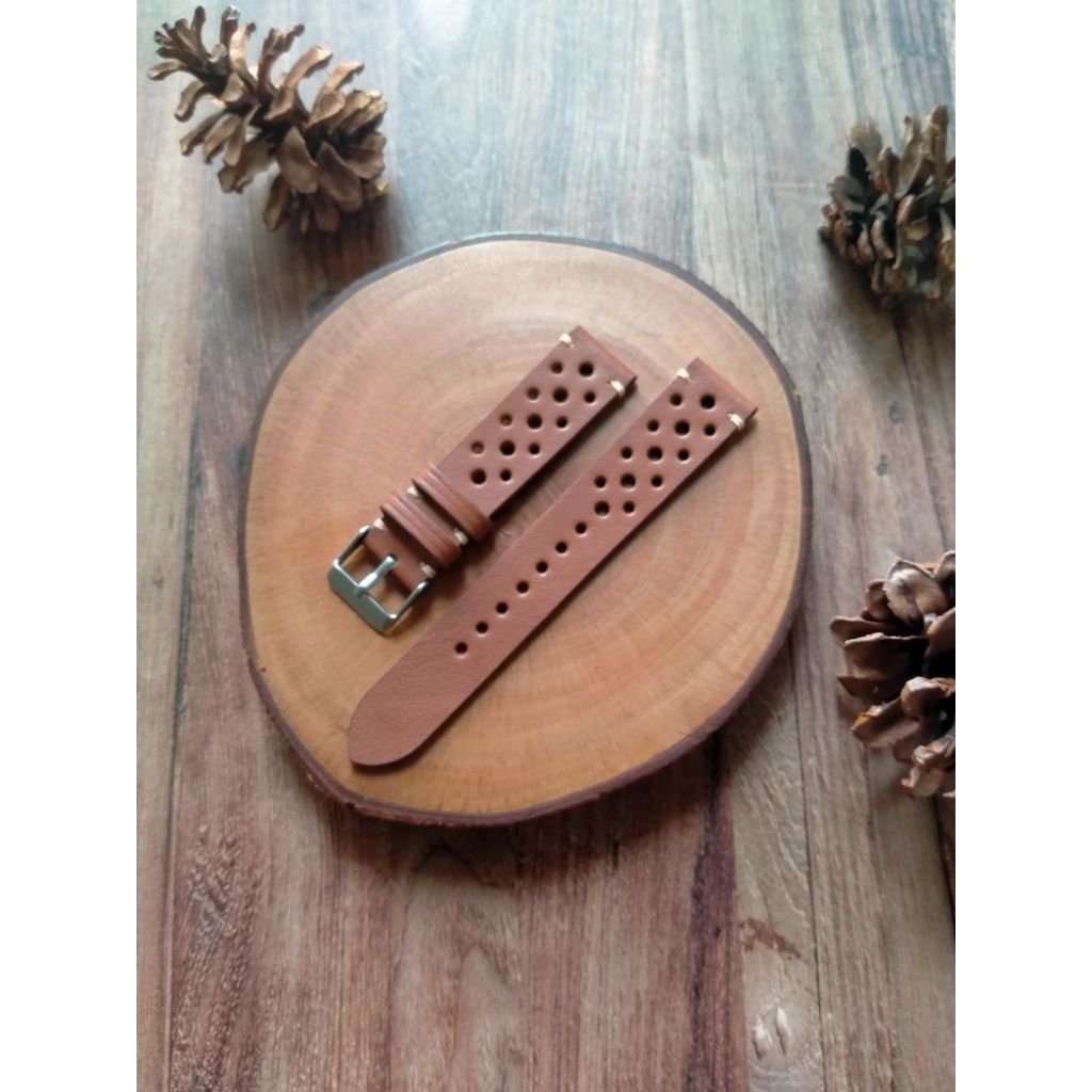 leather watch strap rally 20mm , tali jam tangan kulit asli model rally