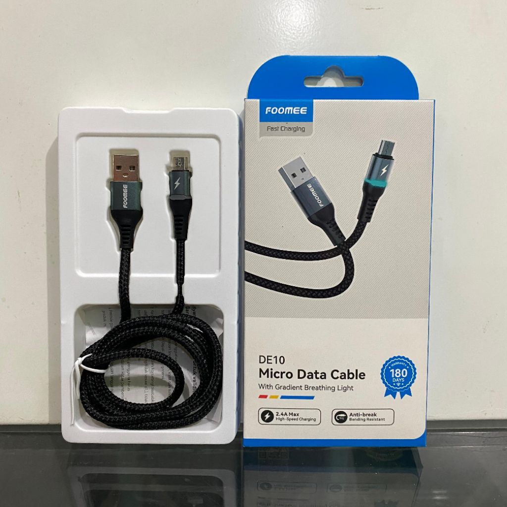 Foomee DE10 Kabel Data Micro 2.4A Fast Charging LED Indicator 1M