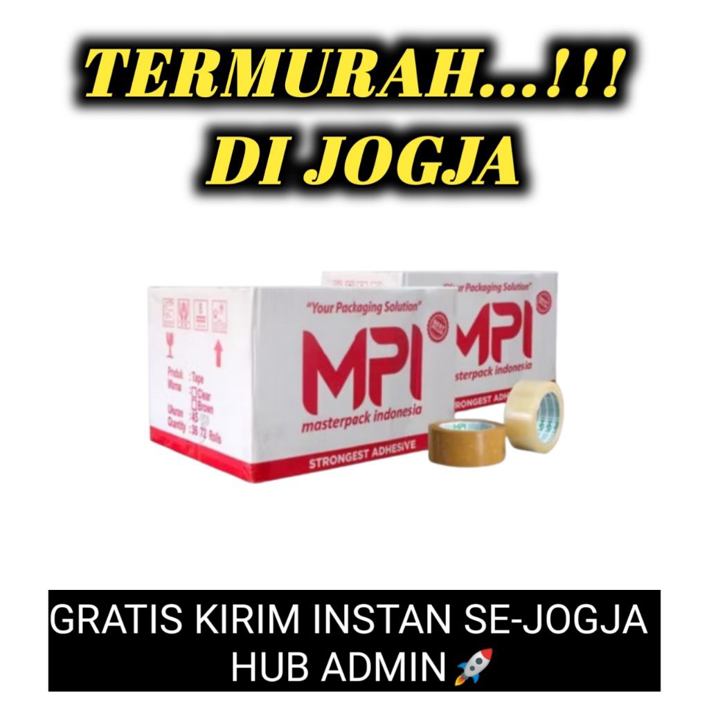 

PROMO...!!! 1 DUS Lakban Bening - Lakban Cokelat MPI Ekonomis 100 Yard Gojek-Grab 1 DUS