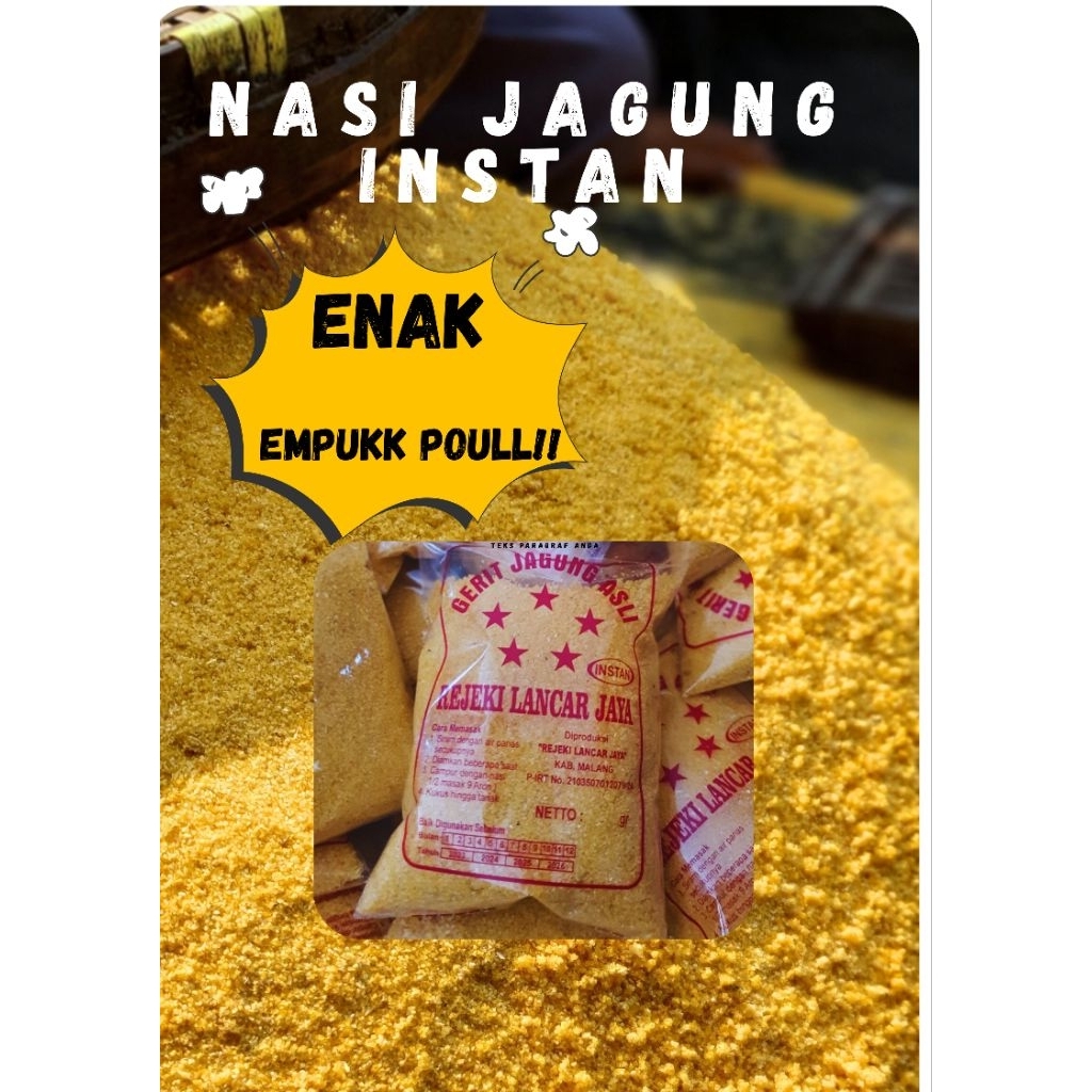 

Nasi instan /Gerit jagung ,Malang netto 200g