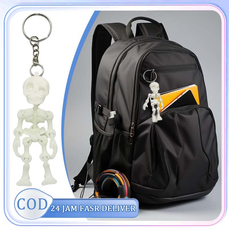 Gantungan Kunci Fidget Toy Tengkorak Articulated 3D Print Keychain Mainan Anti Stres