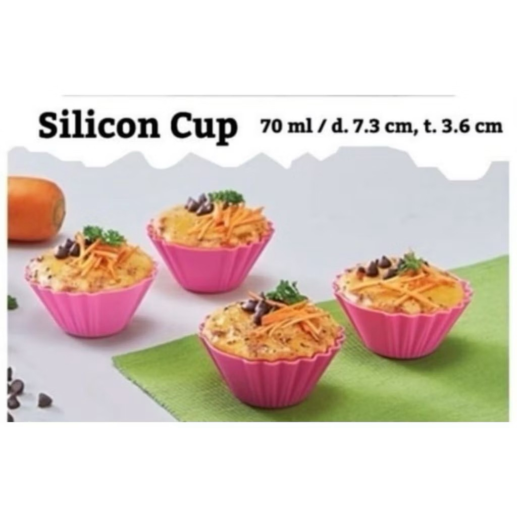 1 set silicon cup (isi 4 pcs) tupperware - pink, bisa jadi wadah kue masuk kukusan, ukuran kecil