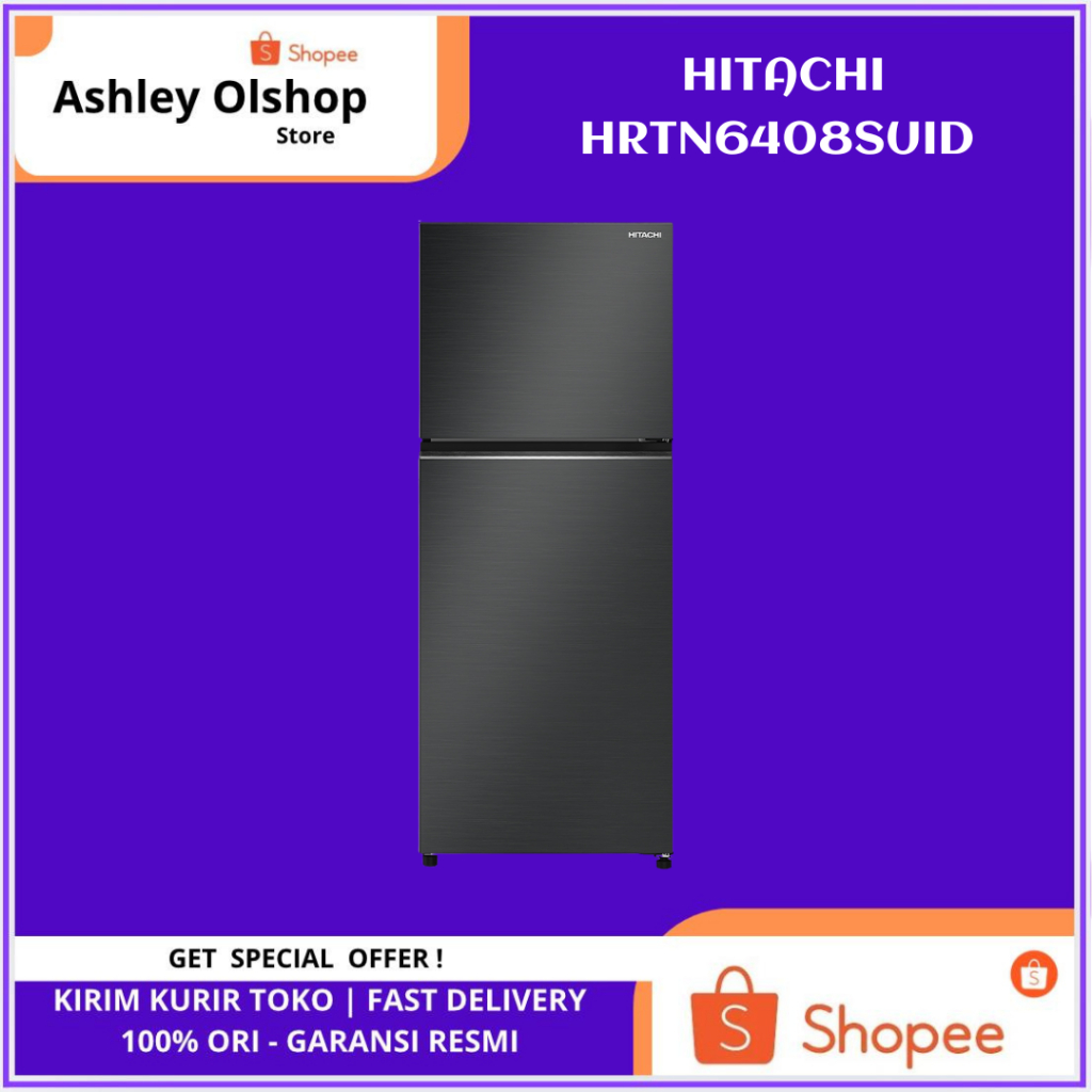 Kulkas Hitachi 2 Pintu HRTN6408SUID 374 Liter Kulkas Inverter Hitachi HRTN6408 Top Freezer