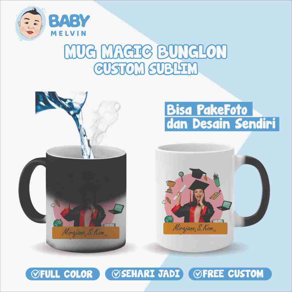 Baby Melvin  Mug Bunglon Custom | Mug Magic Berubah Warna | Cetak Logo, Foto, Tulisan + Free Templat