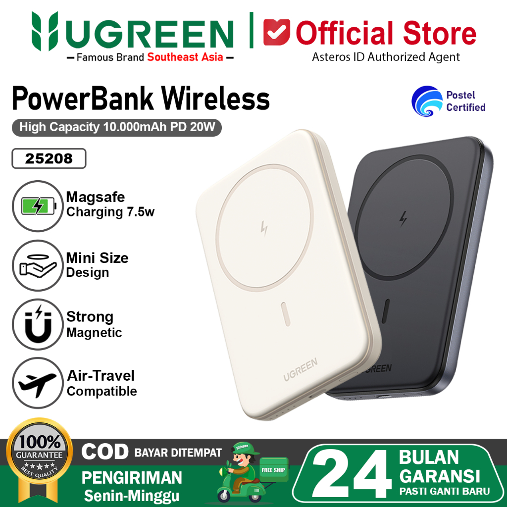 UGREEN Magnetic PowerBank Magsafe Wireless PD Fast Charging 20w 10.000mAh