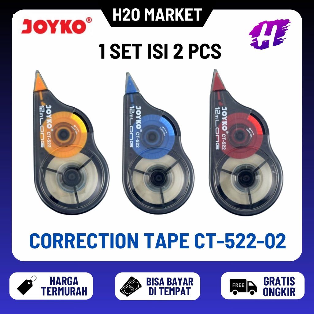 

❤️H2O❤️ Correction Tape | Pita Koreksi Joyko CT-522-02 1 Set isi 2 PCS