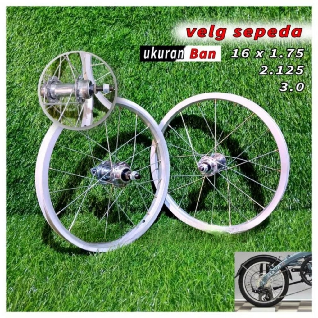 Wheelset Velg sepeda BMX 16 in alloy / velg sepeda 16 inch siap pakai