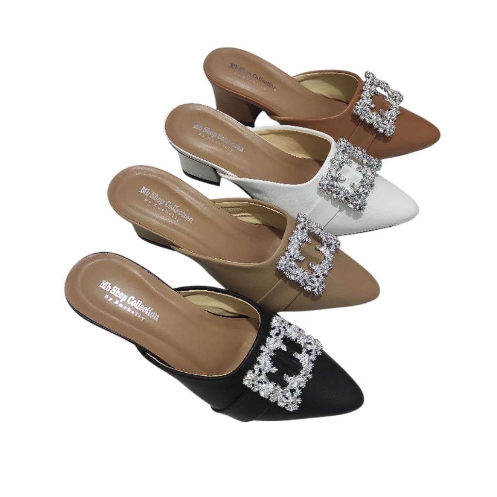 HABISIN STOK MB Shop - Sepatu Hak big size 5cm Hak chunky Sepatu Leryin Hak Mules Wanita Size 36-41