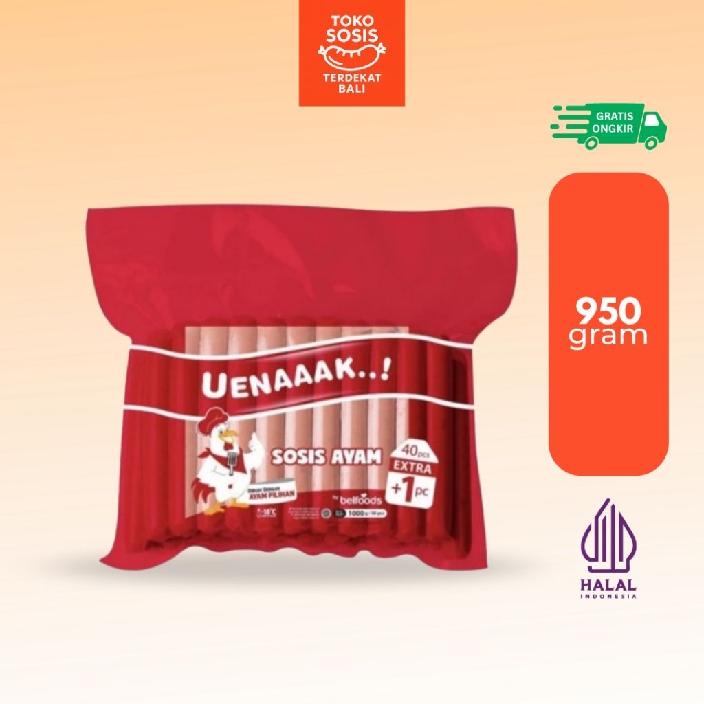 

Belfoods Uenaaak Sosis Ayam 950 gram Isi 40+1