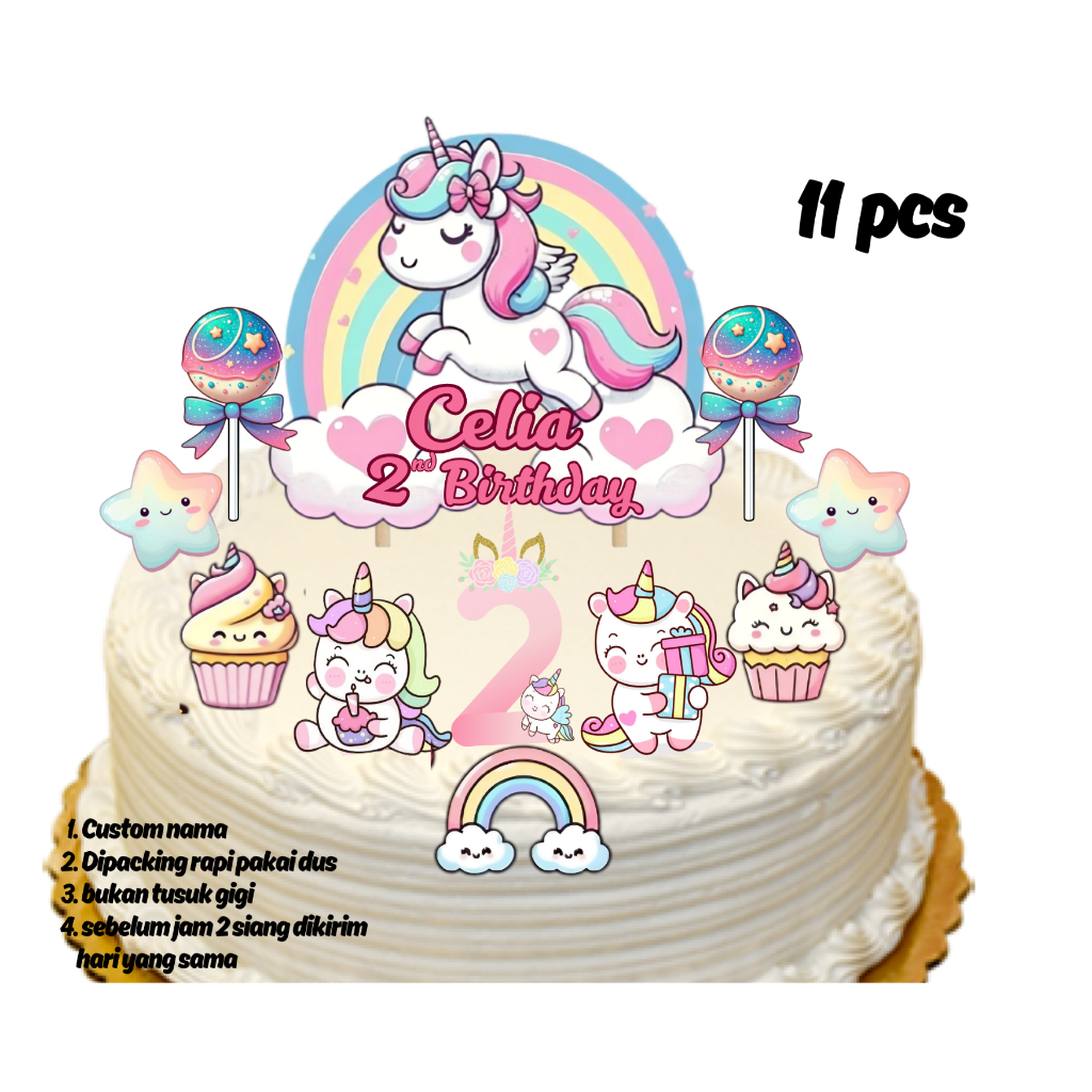 

Topper cake Unicorn /hiasan kue/ topper happy birthday