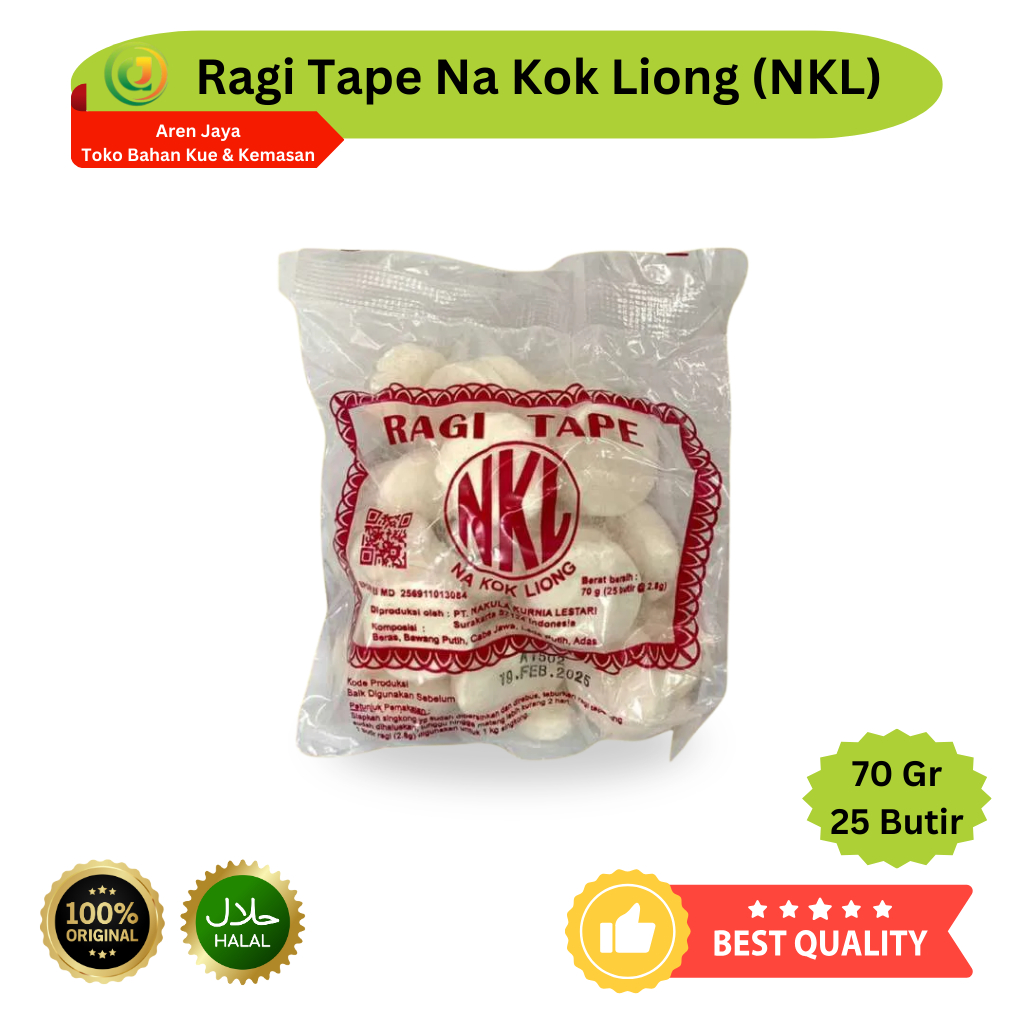 

Ragi Tape Na Kok Liong NKL Fermentasi Tape 70 Gram 25 Butir Original