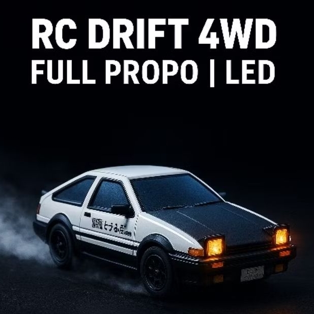 OCTO_PANDA - MOBIL RC DRIFT 4WD MINI AE86 FULL PROPORTIONAL 1:64 LED RECHARGEABLE