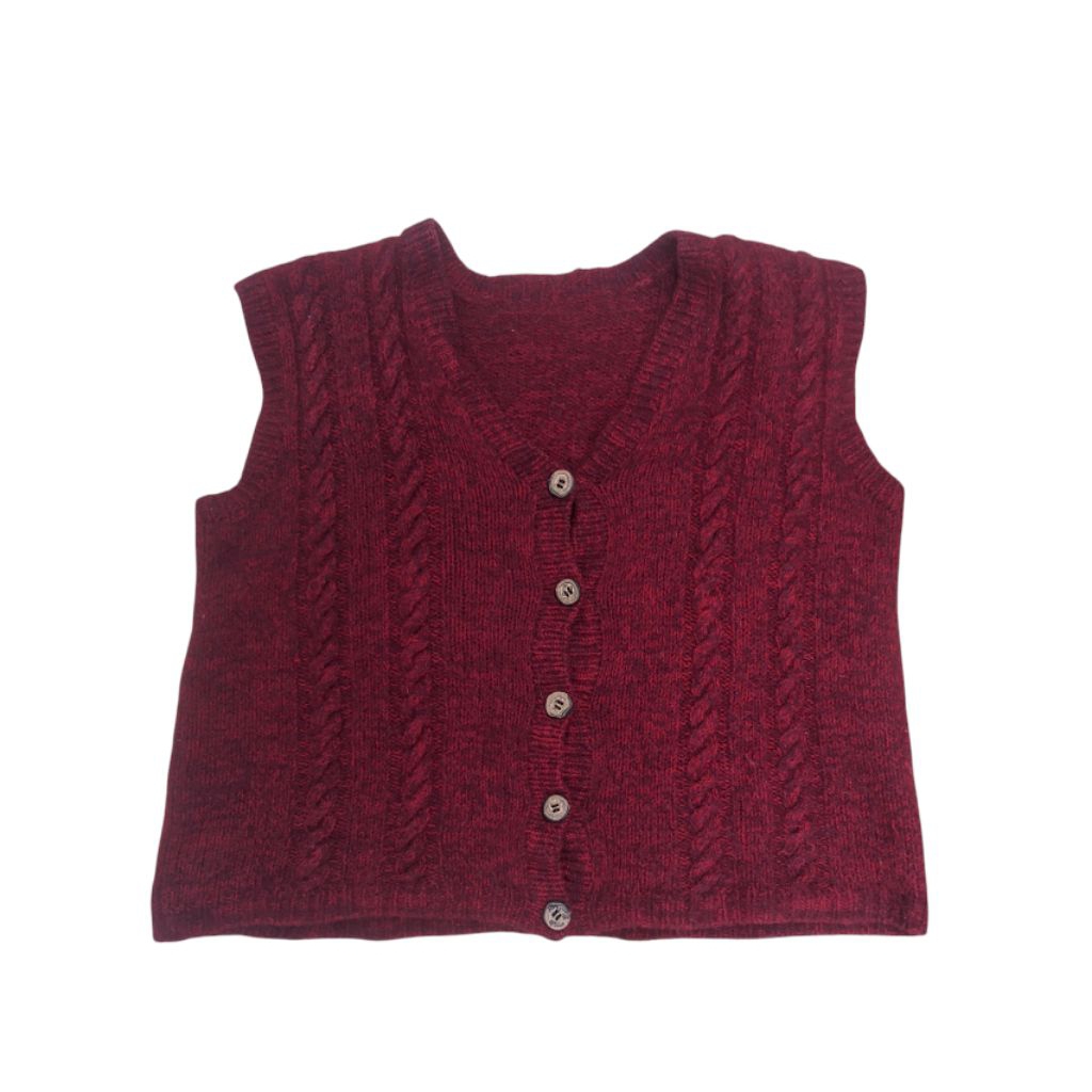 Vest cardigan cable mohair boxy crop unisex